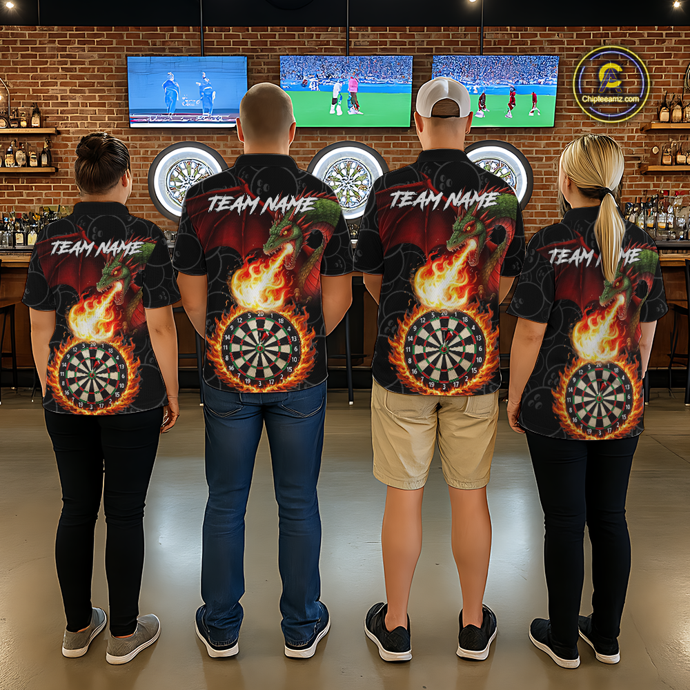 Custom Flame Dragon Darts Shirt Darts Team Jerseys Dartboard Shirt Dart League