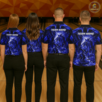 Custom Blue Lightning Dragon Bowling Team Shirts Bowling Jerseys Polo & 1/4 Zip