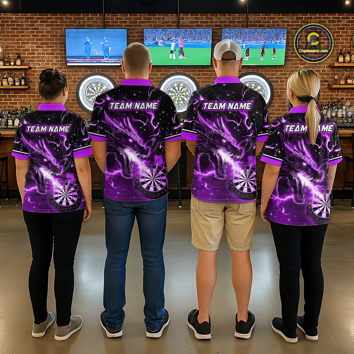 Custom Purple Galaxy Dragon Darts Shirt Darts Team Jerseys Dartboard Shirt
