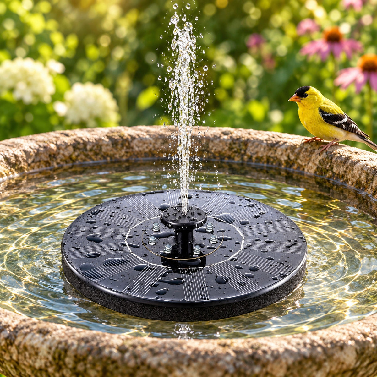 Solar Bird Bath Fountain Pump, 4 Spray Nozzles