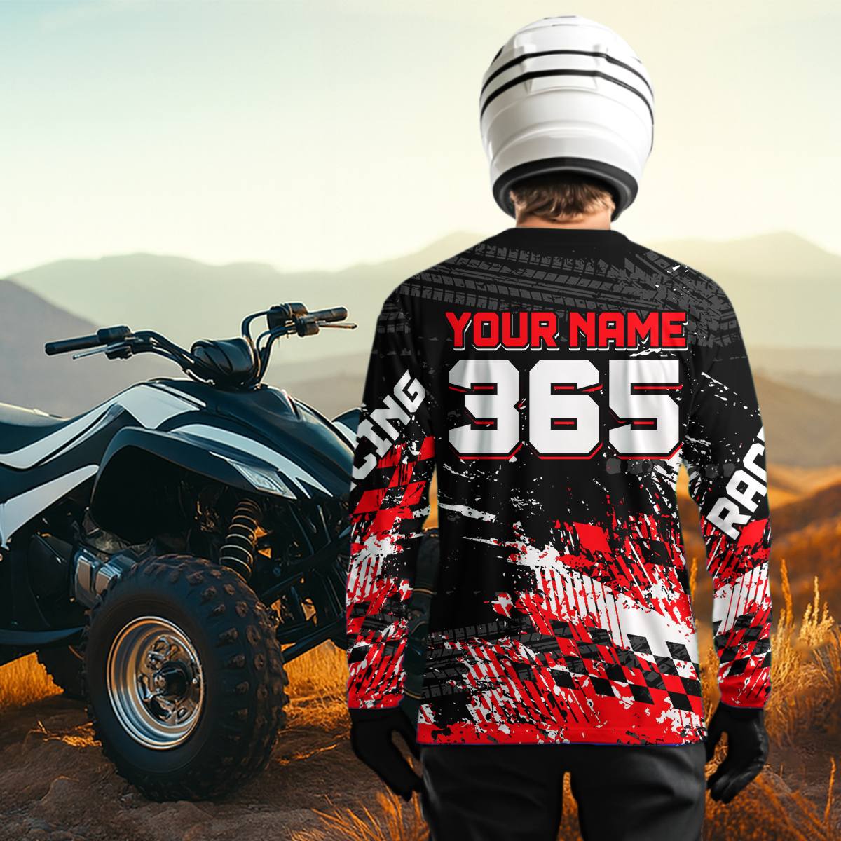 Custom Red ATV Motocross Jersey Upf30+ Quad Bike Shirt Extreme Racing Adult Off-Road Quad Shirt