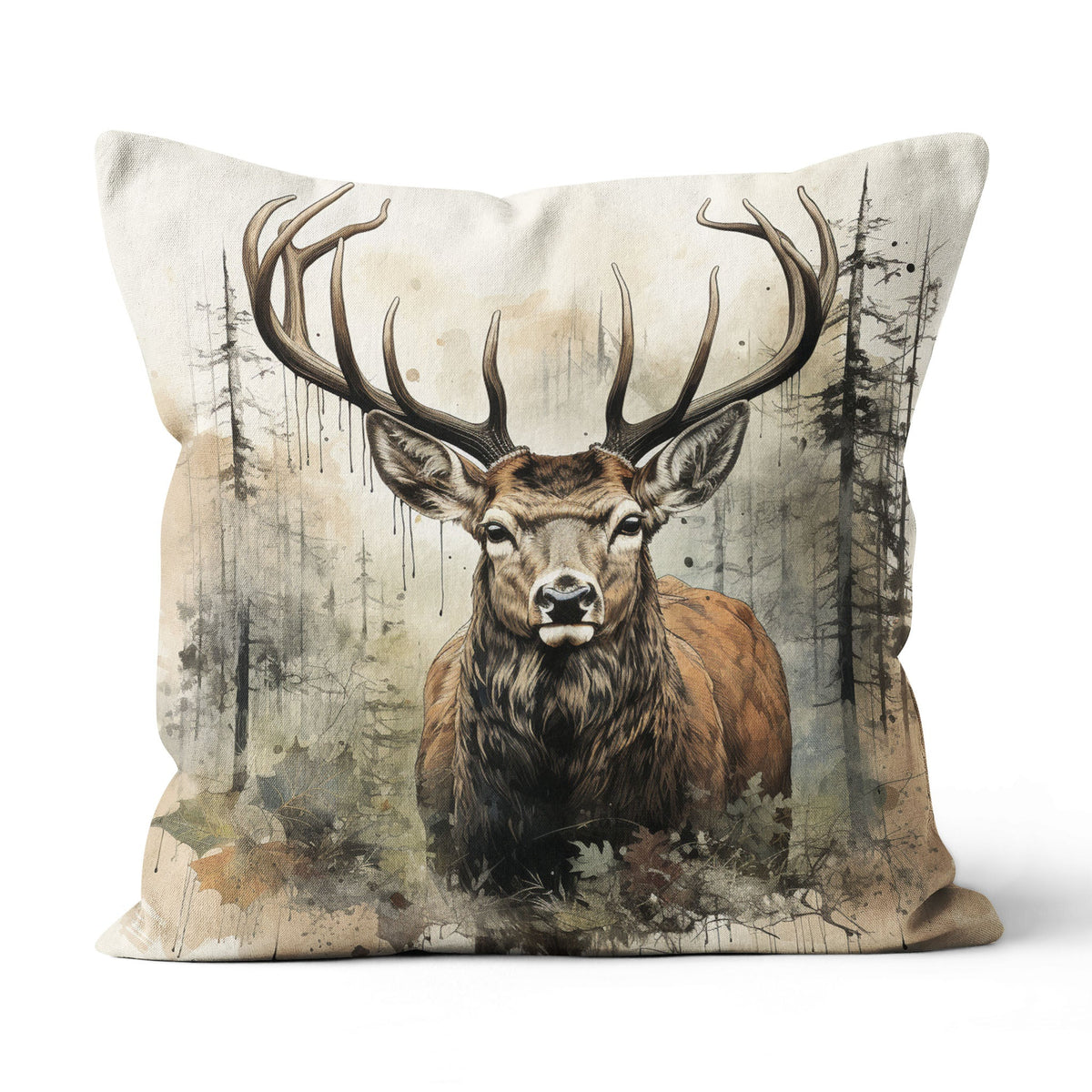 Deer Hunting Lodges Pillow, Vintage Deer Hunting Cabins Pillow