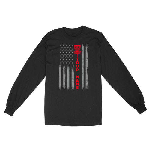 American Flag Disc Golf Long Sleeve custom name patriotic Disc Golf shirt D03