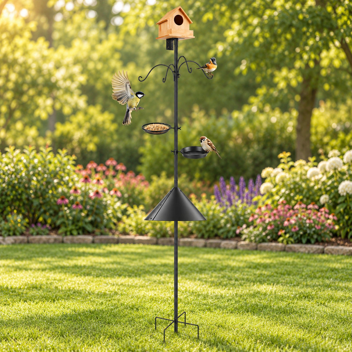 Bird Feeding Station Pole, 94 in with Squirrel Baffle
