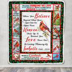 Red Bird Date Memorial Cardinal Appears in Loving Memory Fleece Throw Blanket — view 3