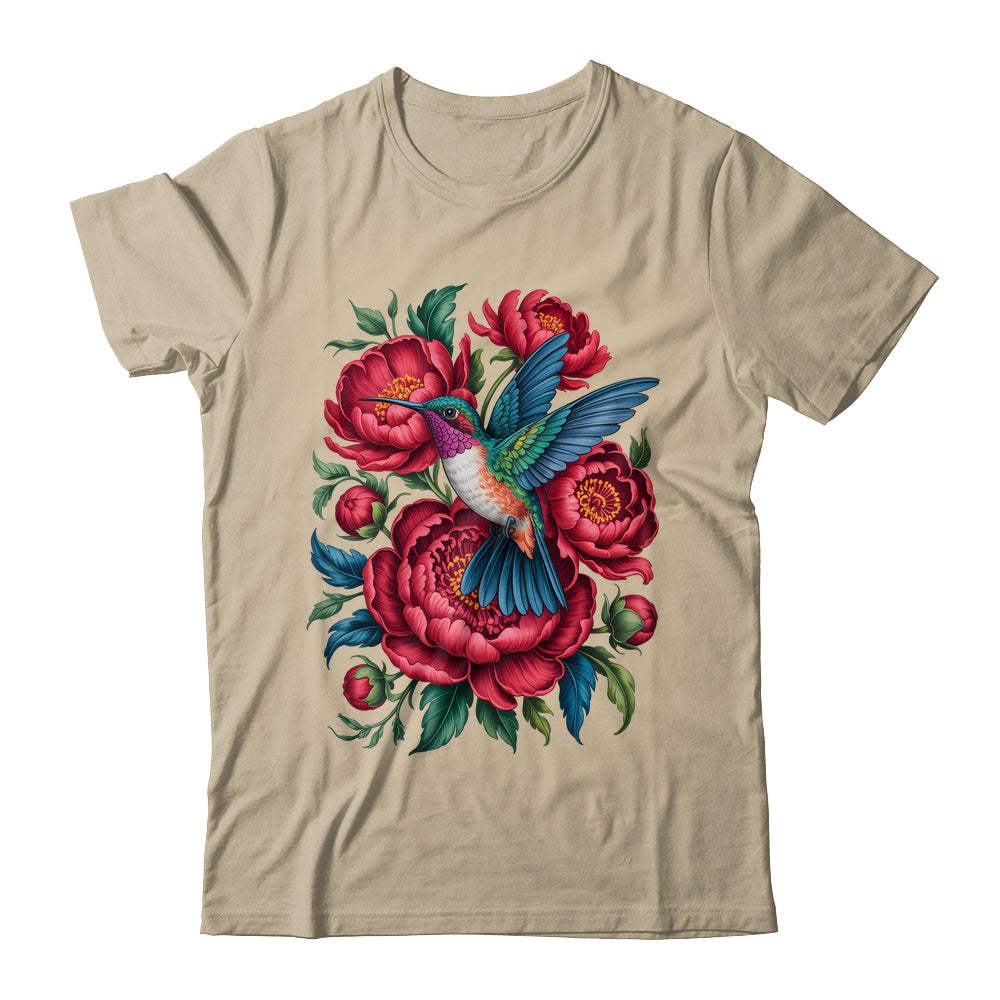 Enchanted Hummingbird Rose Cottagecore Floral Bird Graphic Tee — view 2