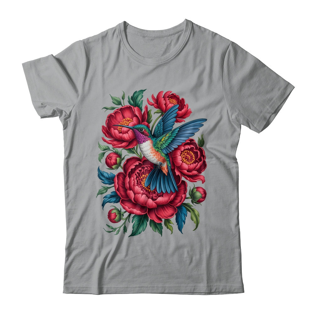 Enchanted Hummingbird Rose Cottagecore Floral Bird Graphic Tee — view 3