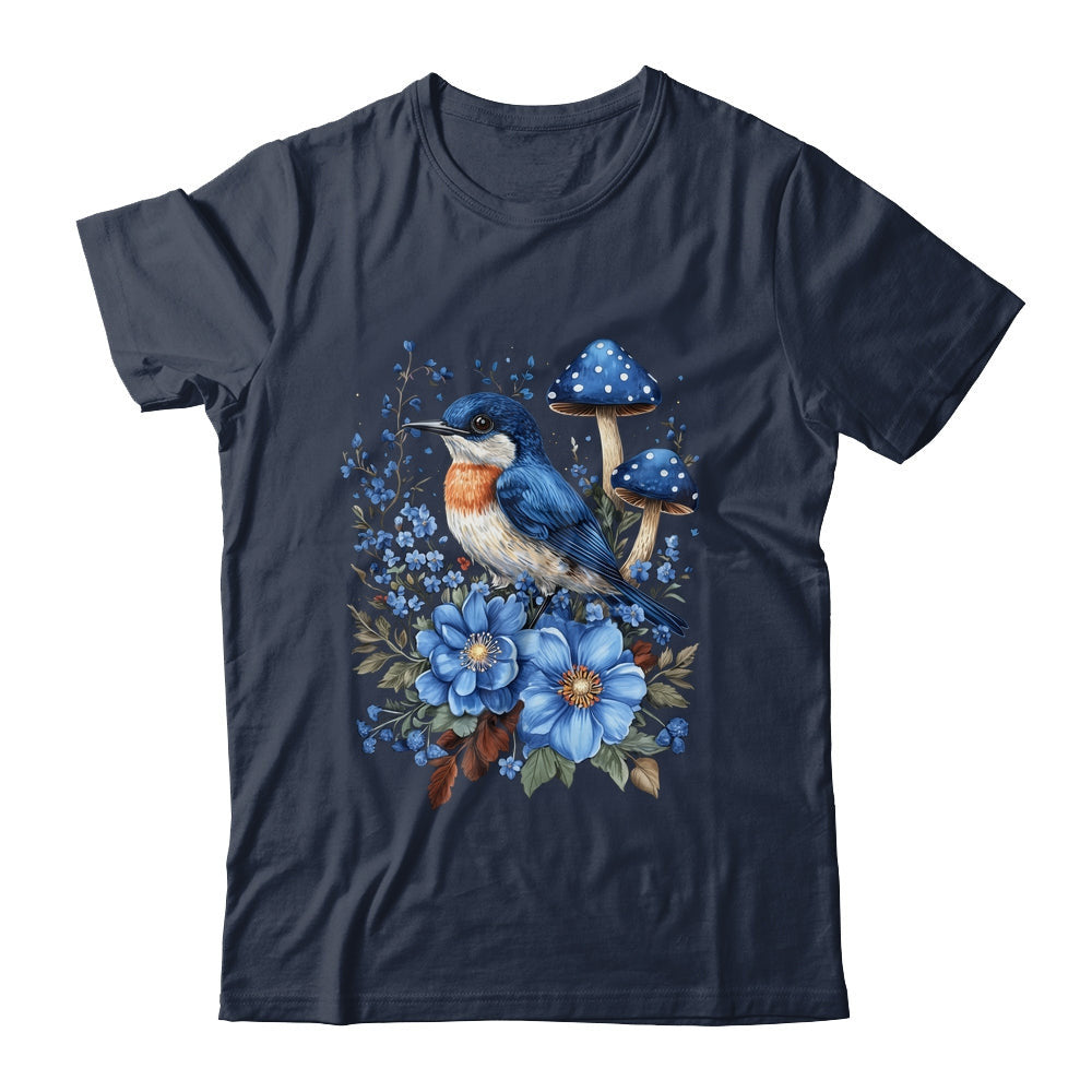 Bird Aesthetic Cottagecore Floral Bluebird Graphic Tee — view 3