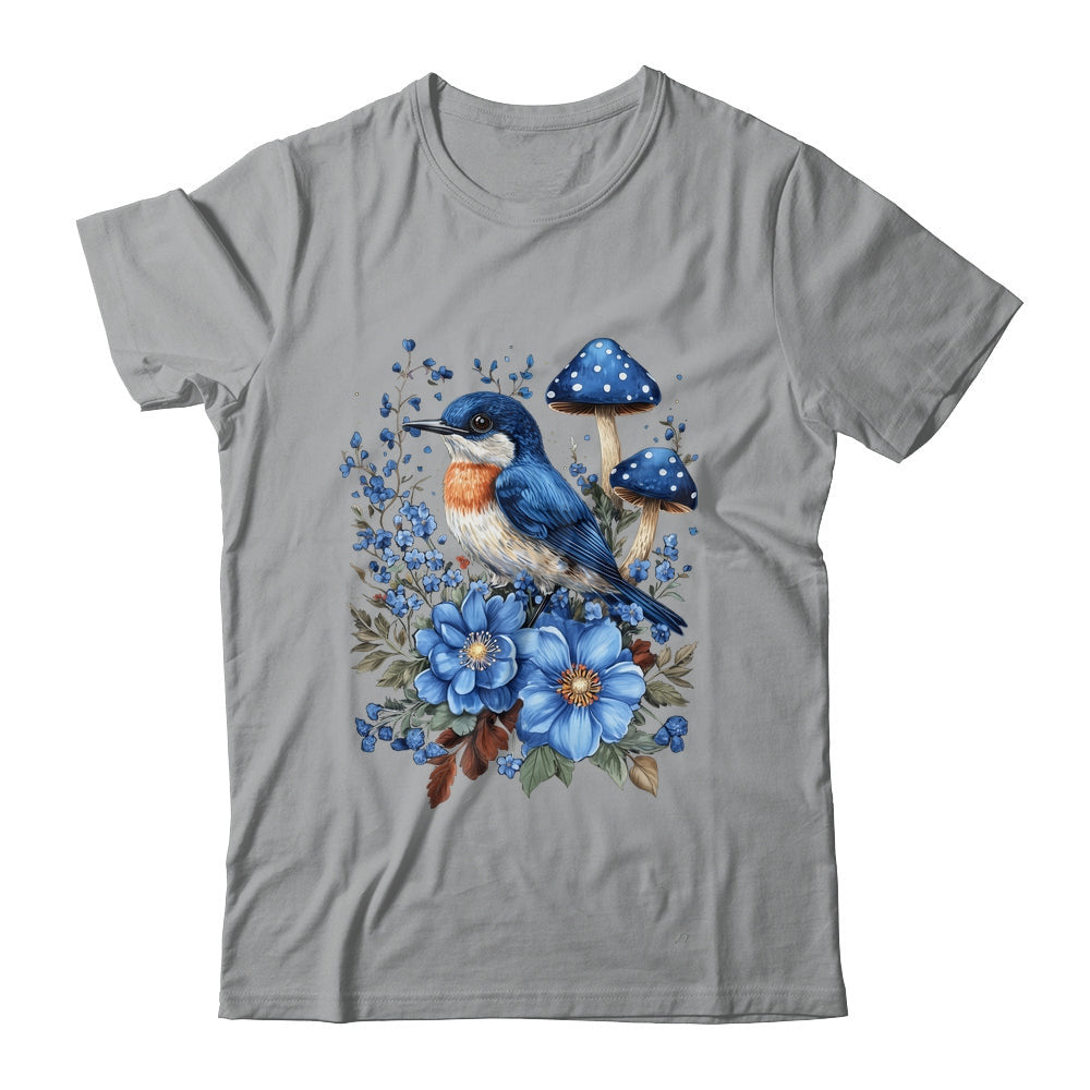 Bird Aesthetic Cottagecore Floral Bluebird Graphic Tee — view 4
