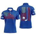 Men's Golf Polo Shirt American Flag Patriotic Golf Shirts Custom Name Golf Gifts For Men Blue, Golf Polo Shirt, Golf Shirts