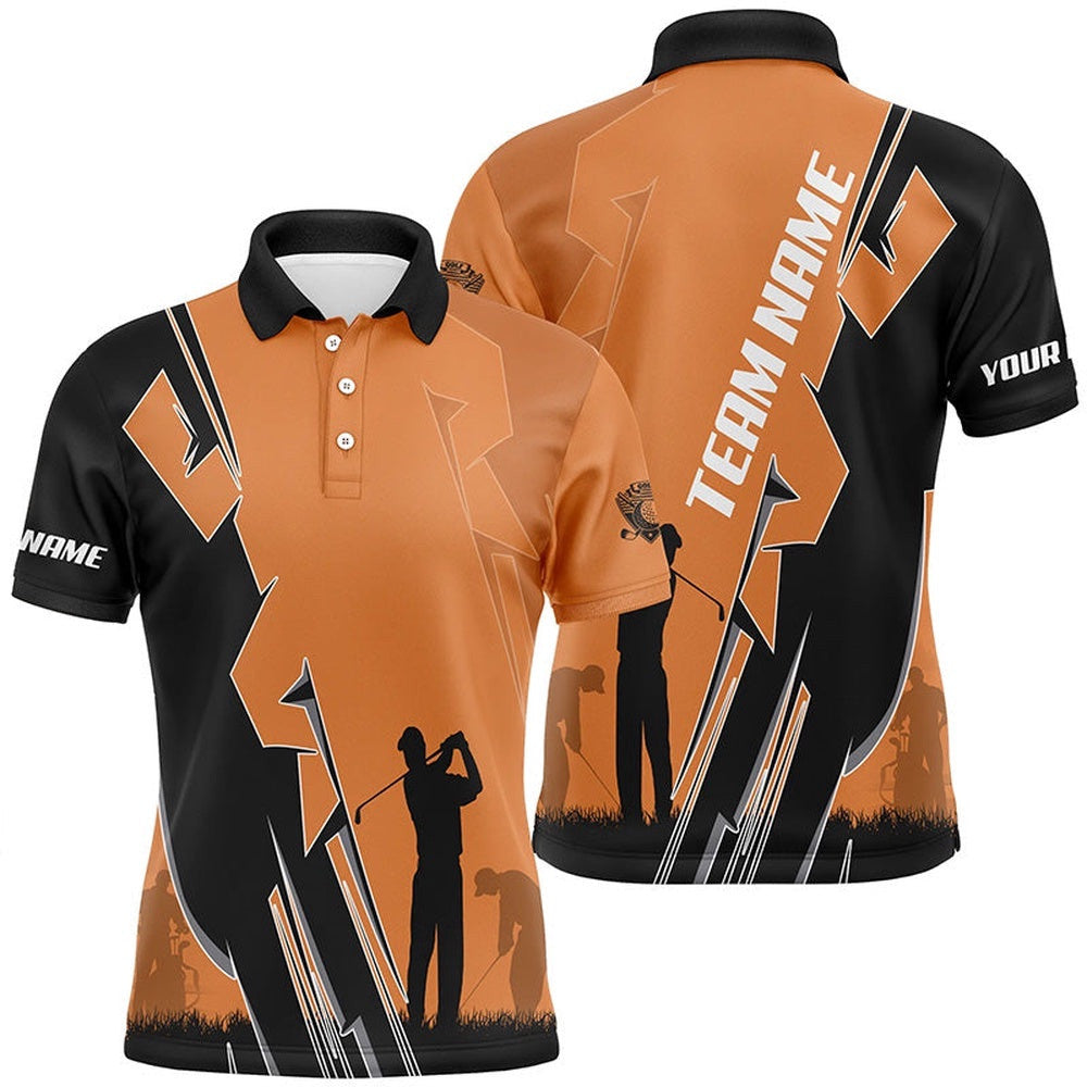 Men's Golf Polo Shirts Custom Orange And Black Golf Tops For Men, Best Golf Gifts, Golf Polo Shirt, Golf Shirts