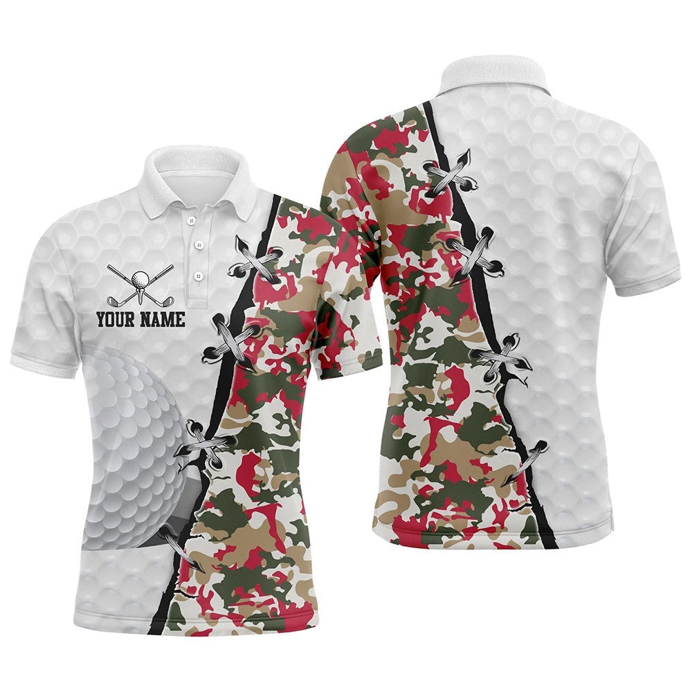 Men's Golf Polo Shirts Custom Camouflage Christmas Men's Golf Shirts, Team Golf Tops For Men's, Golf Polo Shirt, Golf Shirts