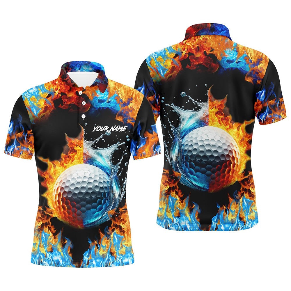Men's Golf Polo Shirts Custom Water Fire Golf Ball Golf Tops, Golf Attire For Men's, Golf Polo Shirt, Golf Shirts
