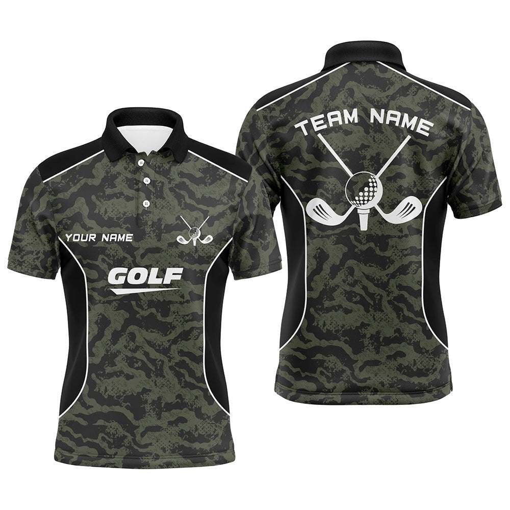 Men's Golf Polo Shirts Custom Green Camo Golf Tops For Men's, Golf Clubs Team Golf Jerseys, Golf Polo Shirt, Golf Shirts