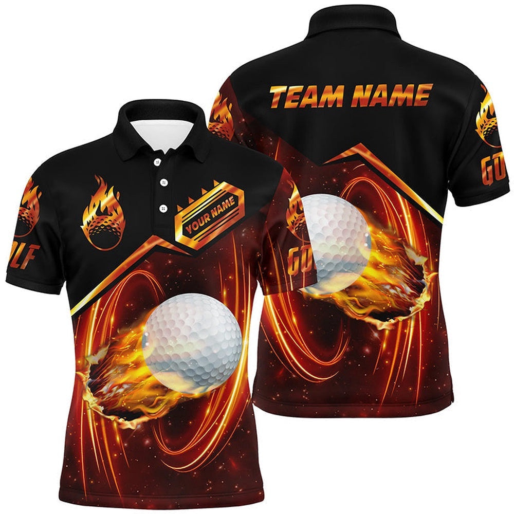 Men's Golf Polo Shirts Custom Light Flame Golf Ball Team Golf Jerseys, Golf Attire For Men, Golf Polo Shirt, Golf Shirts