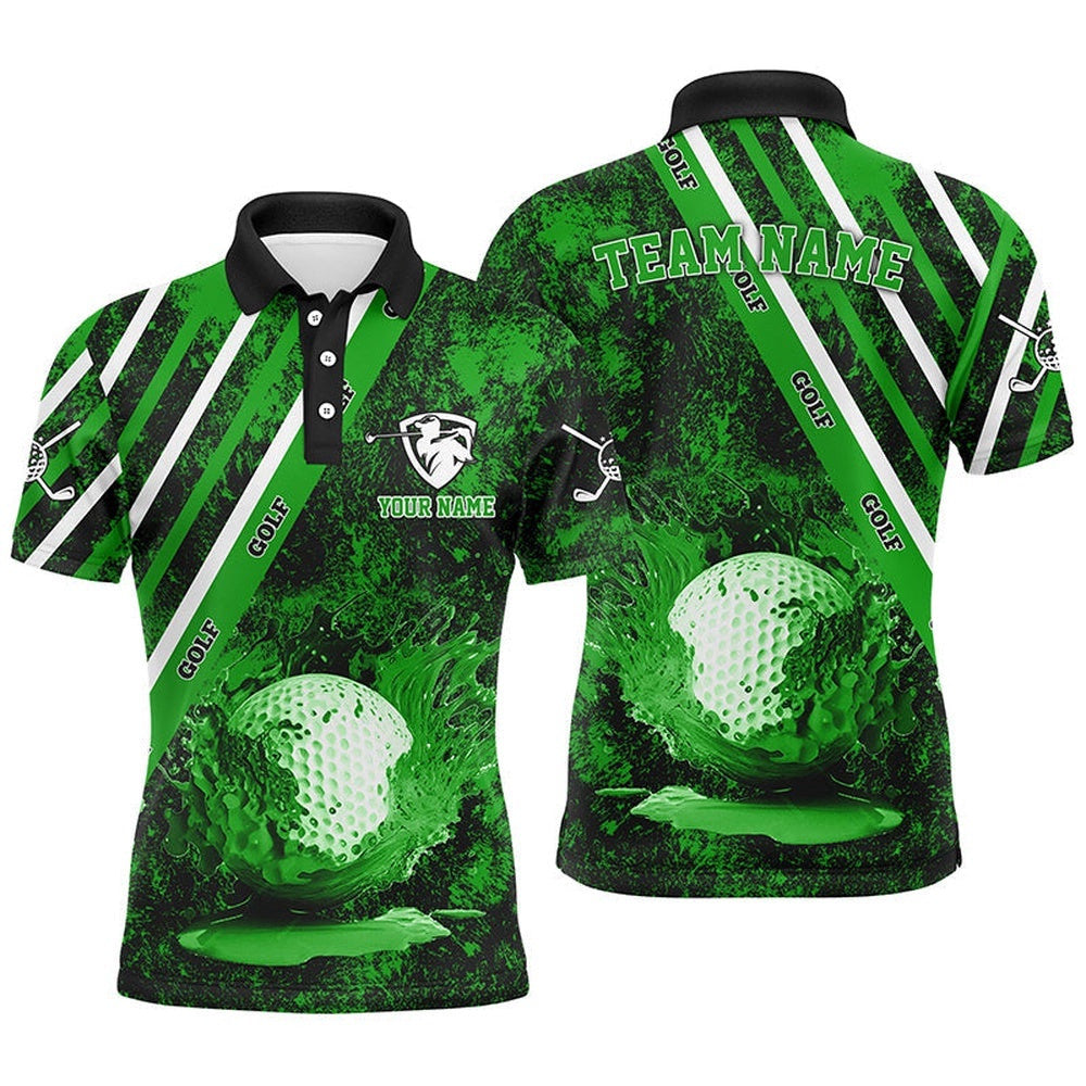 Men's Golf Polo Shirts Custom Green Camo Golf Sport Team Jerseys, Golf Outfits For Men, Golf Polo Shirt, Golf Shirts