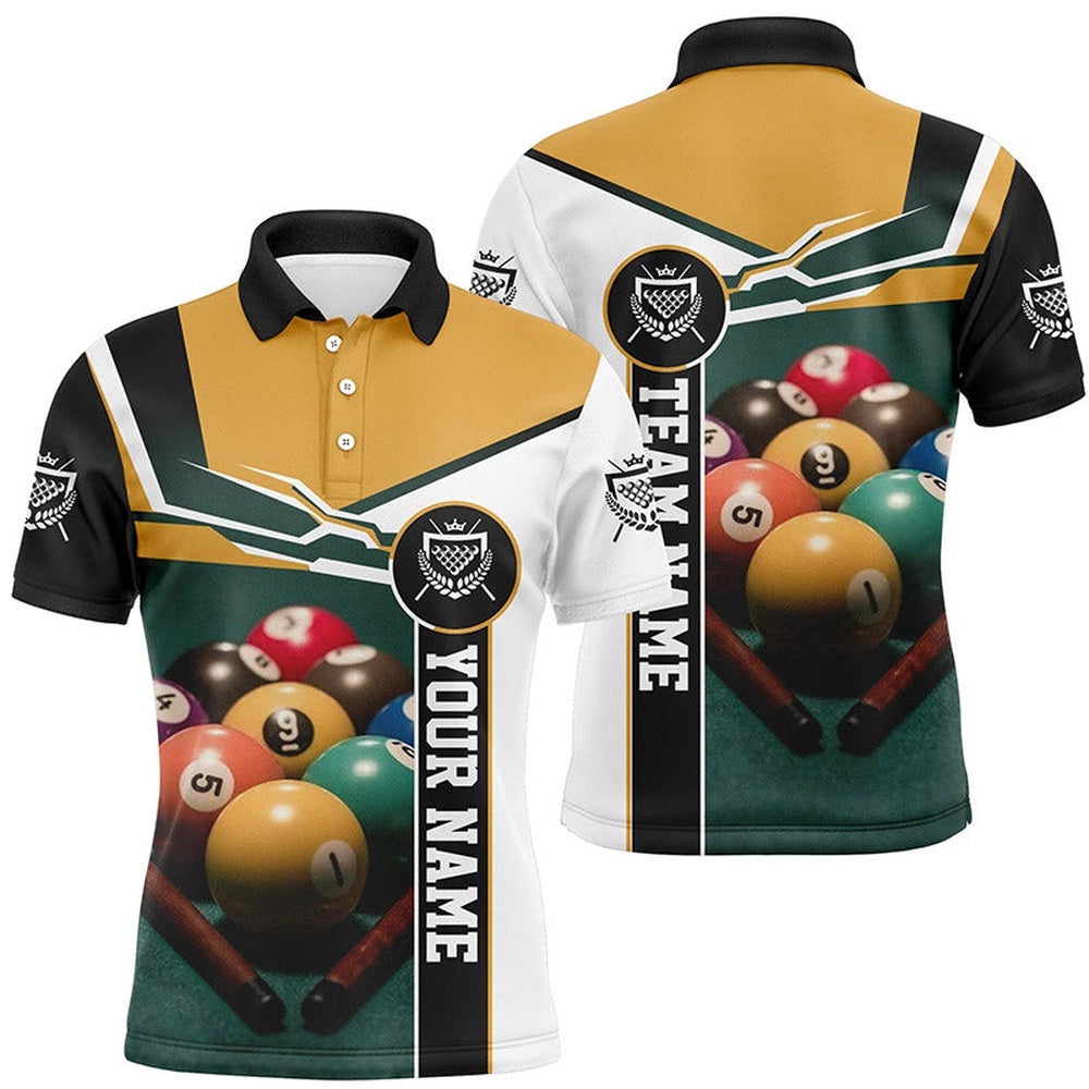 Name Billiards Ball Games 3D All Over Print Billiards Team Shirts, Personalized Billiard Polo Shirt