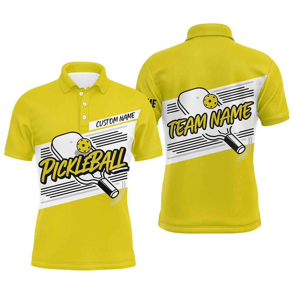 Men's Pickleball Polo Shirts, Pickleball Tournament Shirts For Team Yellow, Pickleball Polo Shirts