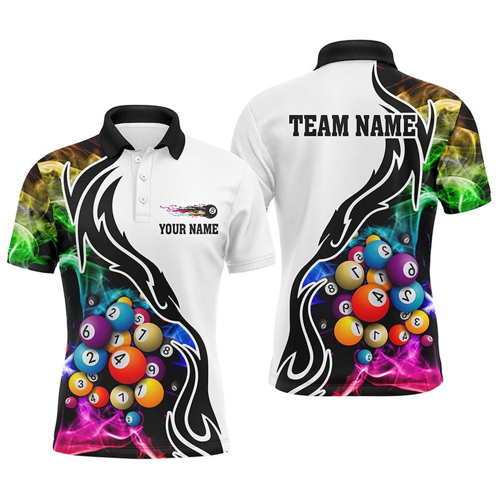 Name Billiard 3D Multicolor All Over Print Polo Shirts Best Shirt For Pooler, Personalized Billiard Polo Shirt