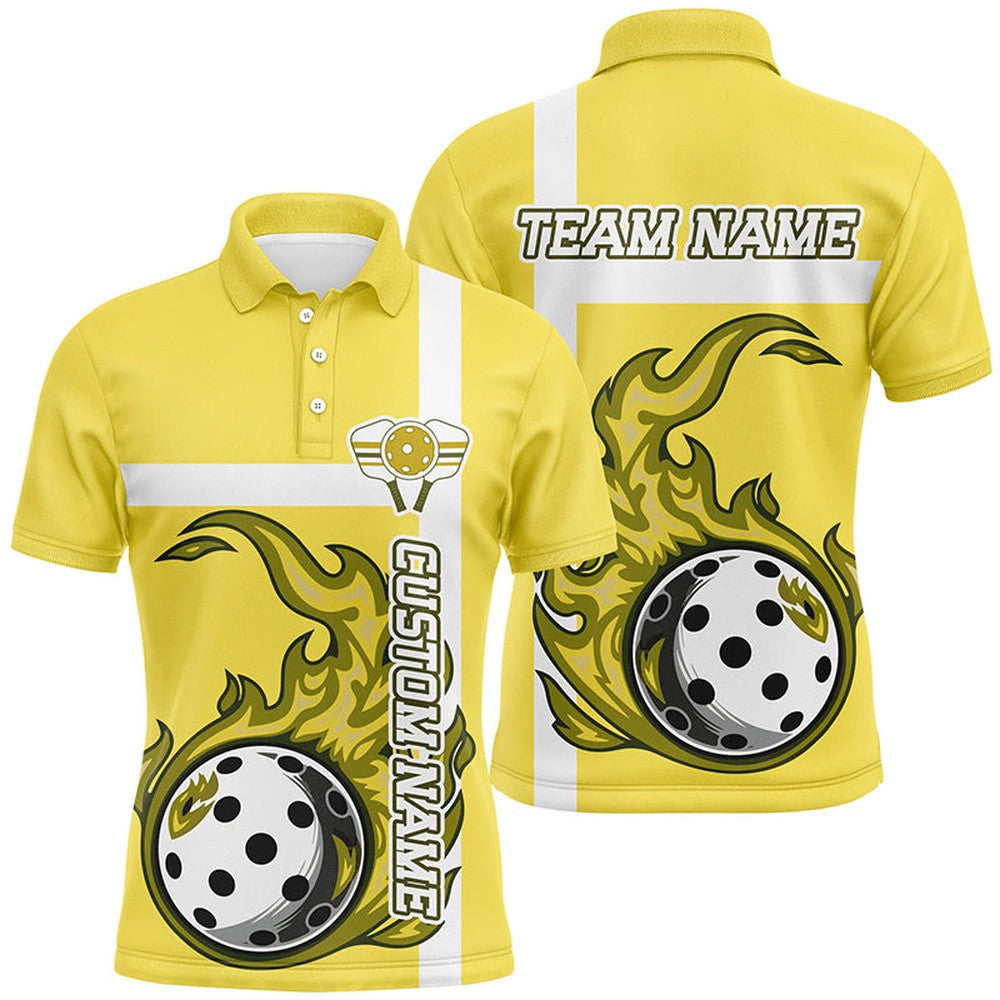 Multi-Color Pickleball Shirts For Men And Women, Flame Pickleball Ball Tournament Team Polo Shirts, Pickleball Polo Shirts