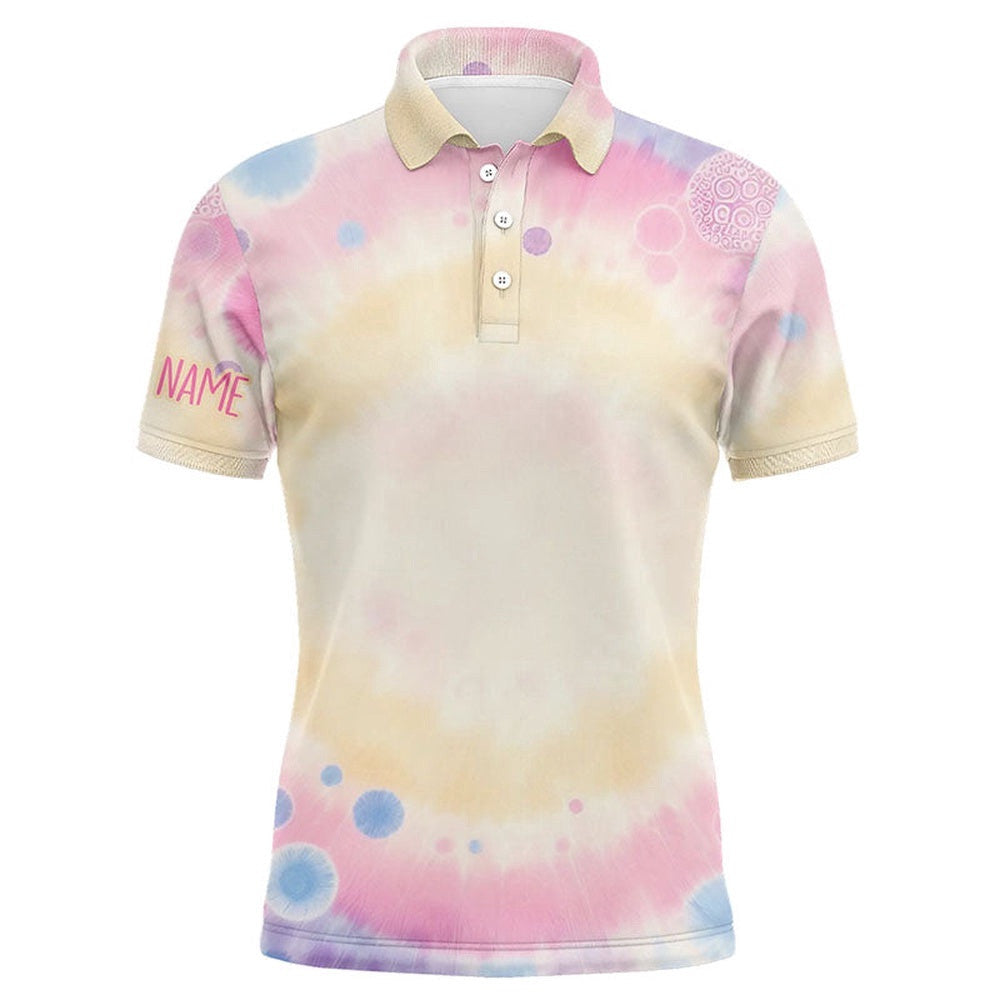 Pastel Tie Dye D Printing Men's Golf Polo Shirts Custom Name Golf Shirts For Men Golf Gifts, Golf Polo Shirt, Golf Shirts