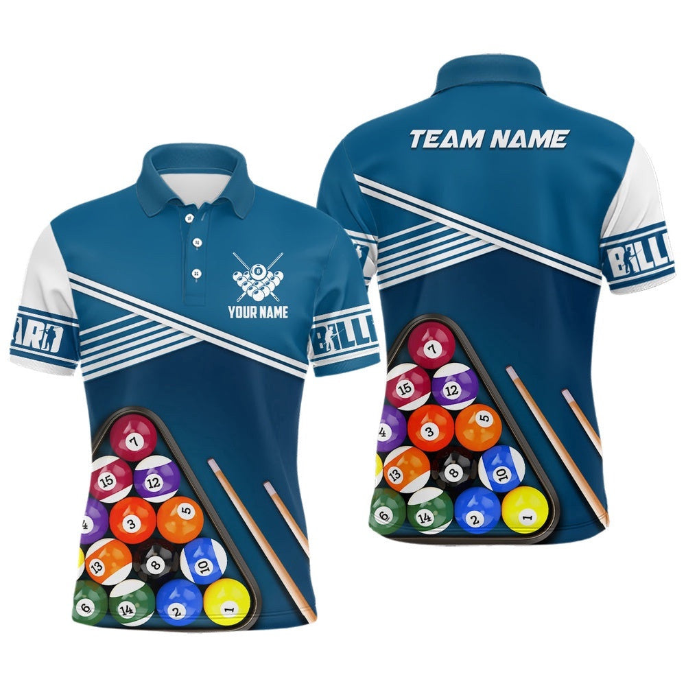 Name Billiard 3D Polo Shirts, Custom 8 Ball Billiard Balls Polo, Personalized Billiard Polo Shirt