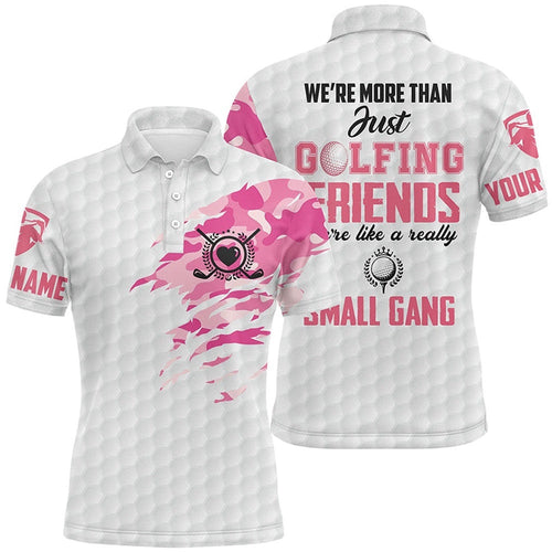 Pink Camo Men's Golf Polo Shirt, Personalized White And Pink Golf Shirts For Men, Golf Polo Shirt, Golf Shirts
