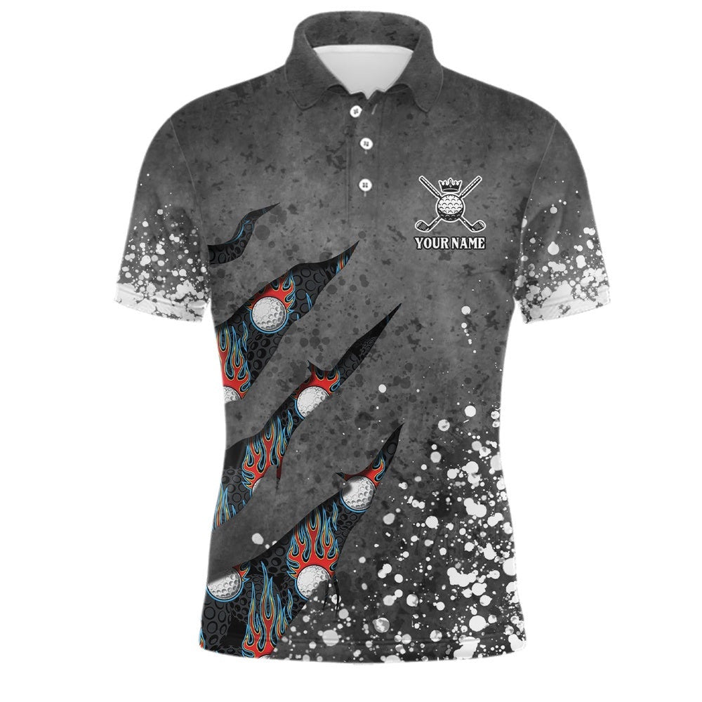 Paint Splash D Men's Golf Polo Shirts Personalized Fire Flame Golf Shirts For Men's Golf Gifts, Golf Polo Shirt, Golf Shirts