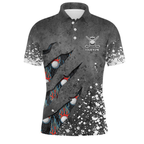 Paint Splash D Men's Golf Polo Shirts Personalized Fire Flame Golf Shirts For Men's Golf Gifts, Golf Polo Shirt, Golf Shirts
