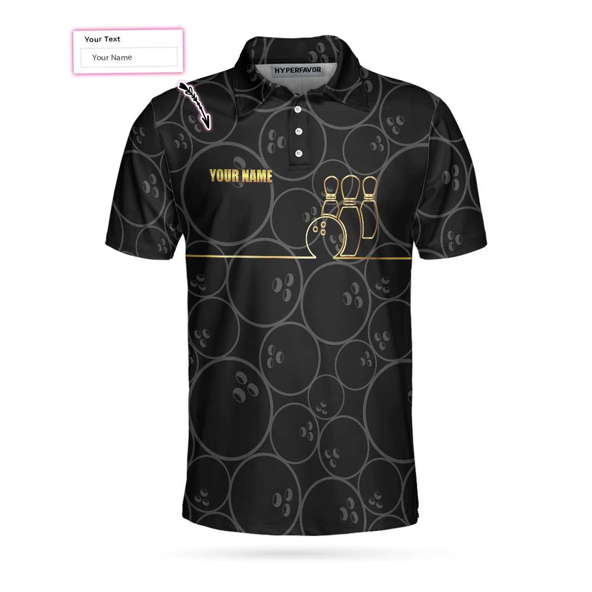 Personalized Black Bowling Pattern Polo Shirt - Bowling Men Polo Shirt - Gifts To Get For Your Dad - Father's Day Shirt
