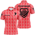 Red 8 Ball Billiards 3D Polo Shirts, Custom Name Player Billiards Polo, Personalized Billiard Polo Shirt