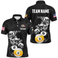 Skull 8 Ball & 9 Ball Billiard Shirts Custom Unique Billiard Apparel Polo, Personalized Billiard Polo Shirt