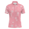 Snowflakes Christmas Golf Men's Polo Shirt Custom Name Pink Golf Shirts For Men Cute Golf Gifts, Golf Polo Shirt, Golf Shirts