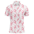 Pink Ribbons Breast Cancer Awareness Pattern Men's Golf Polo Shirts Custom Golf Apparel For Men's, Golf Polo Shirt, Golf Shirts