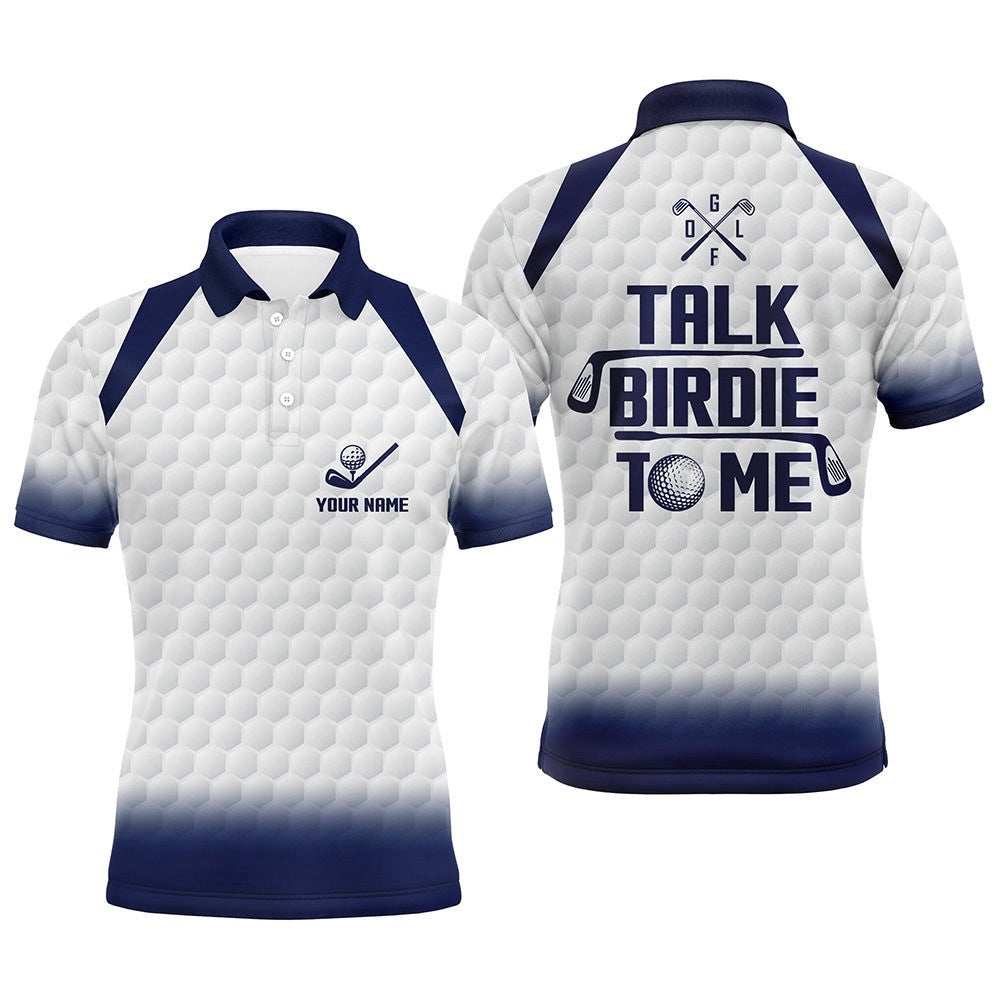 Talk Birdie To Me Men's Golf Polo Shirt Blue White Golf Shirts For Men Cool Golf Gifts, Golf Polo Shirt, Golf Shirts