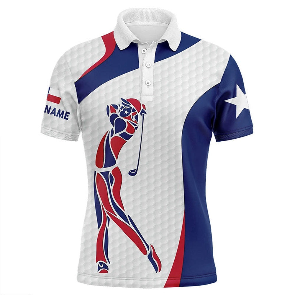 Personalized Texas Flag Patriot Golf White Men's Golf Polo Shirts Custom Name Golf Gifts For Men, Golf Polo Shirt, Golf Shirts