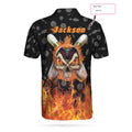 Personalized Skull Bowling Fire Polo Shirt - Bowling Men Polo Shirt - Gifts To Get For Your Dad - Father's Day Shirt