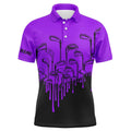 Purple And Black Halloween Golf Clubs Men's Golf Polo Shirts Custom Name Male Golf Attire For Men, Golf Polo Shirt, Golf Shirts