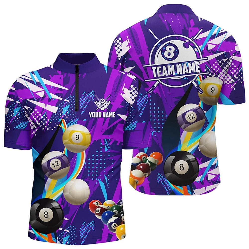 Purple Billiard Balls Polo Shirt, Colorful Billiard Polo Shirts, Personalized Billiard Polo Shirt