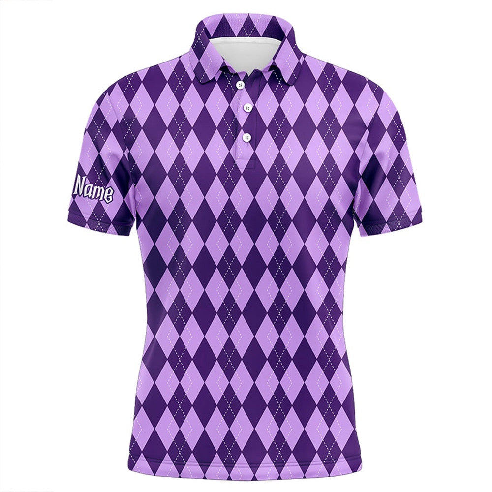 Purple Argyle Halloween Seamless Pattern Custom Men's Golf Attire For Men, Golf Polo Shirt, Golf Shirts