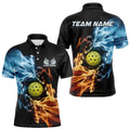 Water And Fire Custom Pickleball Polo Shirts For Men, Pickleball Team Pickleball Polo Shirts, Pickleball Polo Shirts