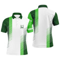 White And Green Men's Golf Polo Shirts Custom Golf Ball Shirt For Men, Best Men Golf Wear, Golf Polo Shirt, Golf Shirts