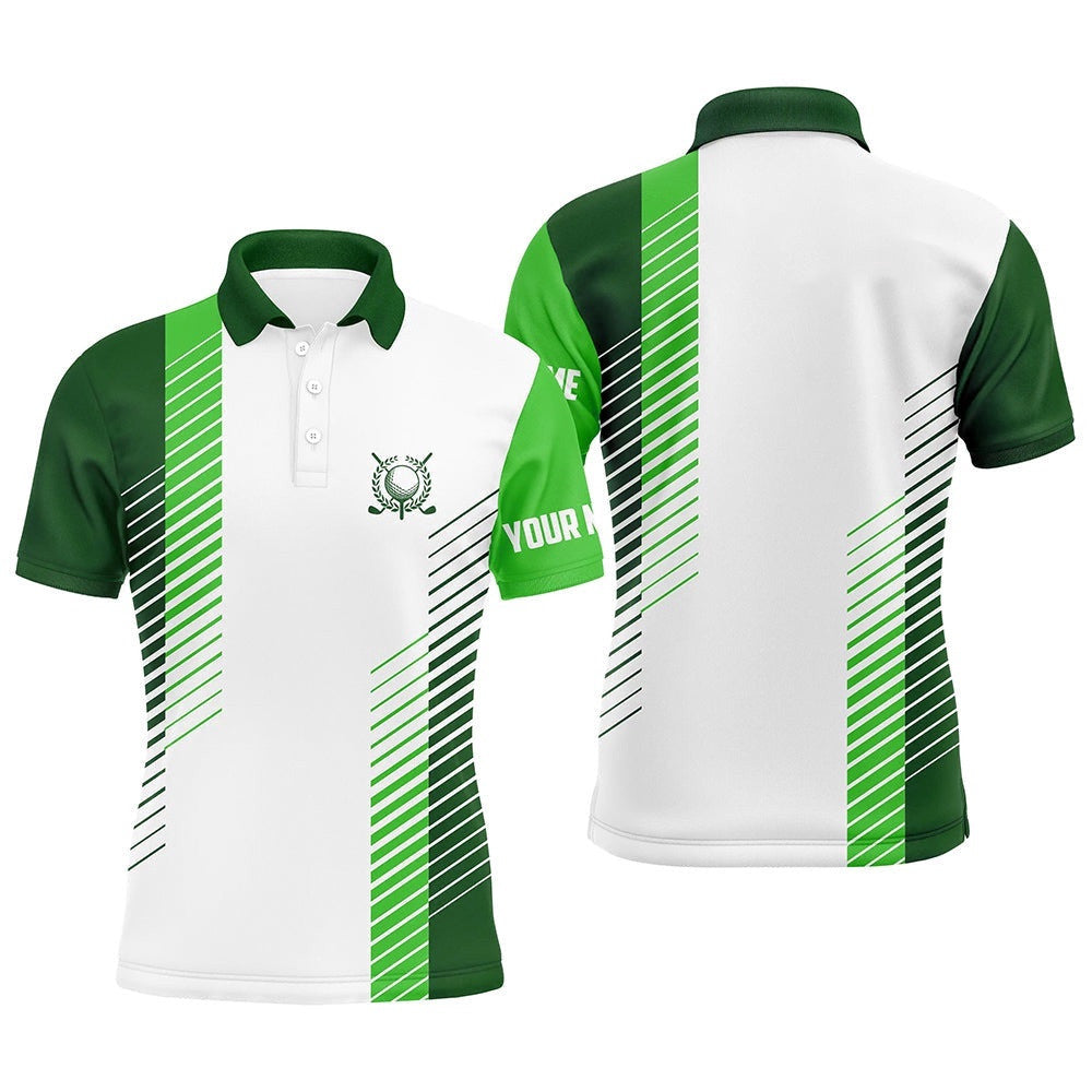 White And Green Men's Golf Polo Shirts Custom Golf Ball Shirt For Men, Best Men Golf Wear, Golf Polo Shirt, Golf Shirts