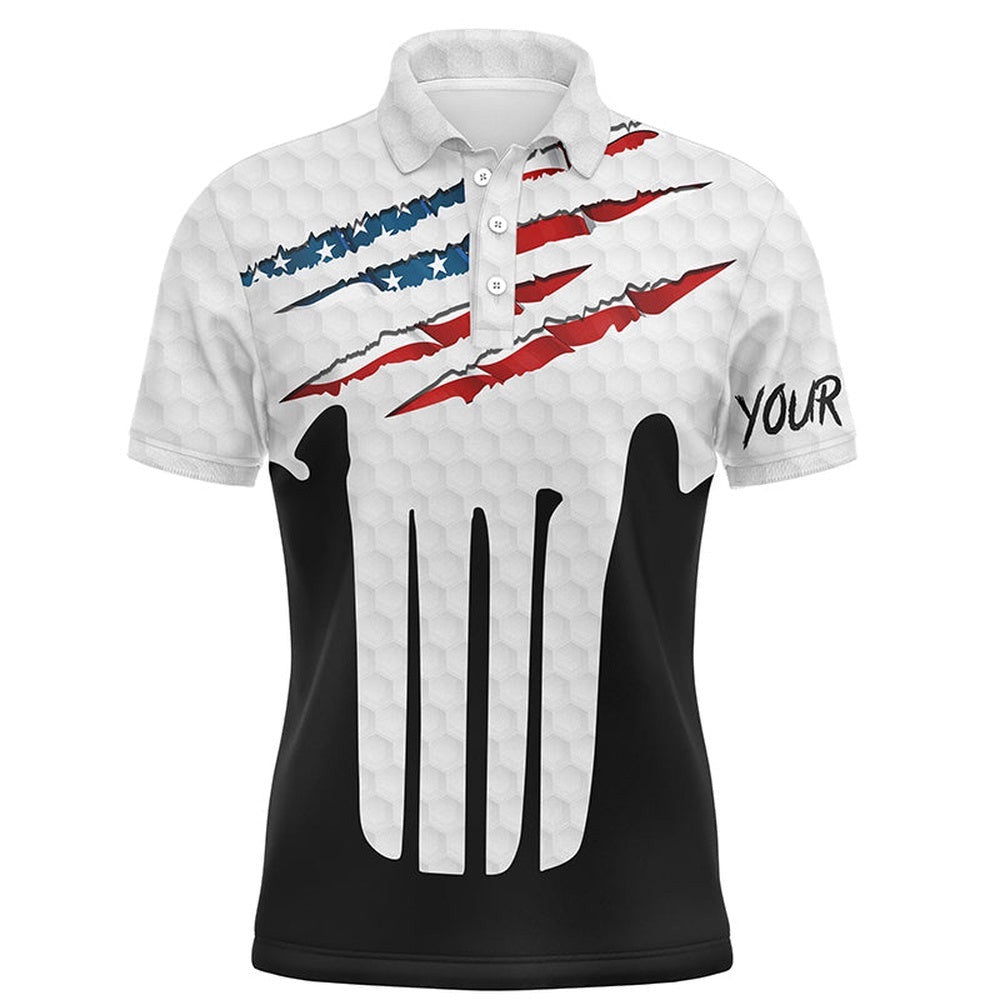 Ripped American Flag Golf Polo Shirts Custom Usa Golf Shirts For Men, Patriotic Golf Gifts, Golf Polo Shirt, Golf Shirts