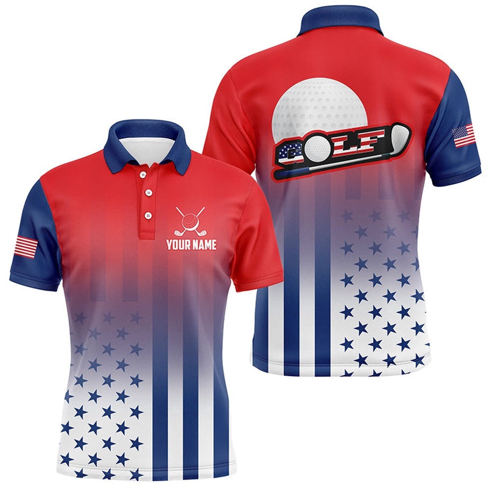 Personalized Patriotic Us Flag Men's Best Th Of July Golf Outfits For Men, Golf Polo Shirt, Golf Shirts