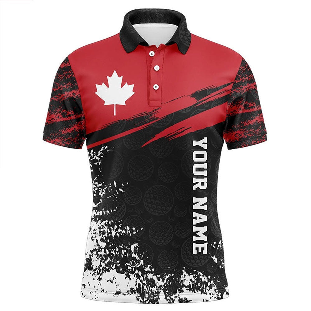 Retro Canadian Golf Men's Polo Shirt Custom Canada Flag Patriotic Golf Tops For Men Golfing Gifts, Golf Polo Shirt, Golf Shirts