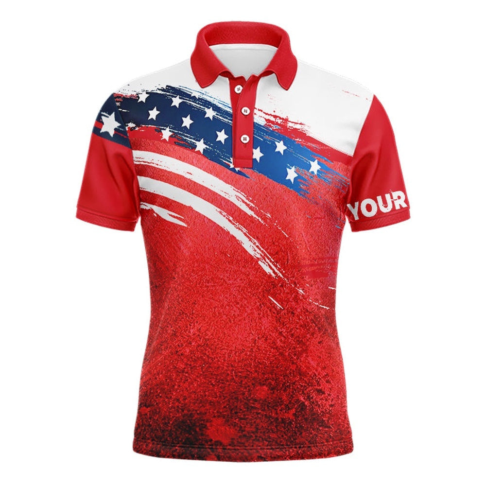 Watercolor American Flag Patriotic Men's Golf Polo Shirts Custom Golf Attire For Men, Golfer Gifts, Golf Polo Shirt, Golf Shirts