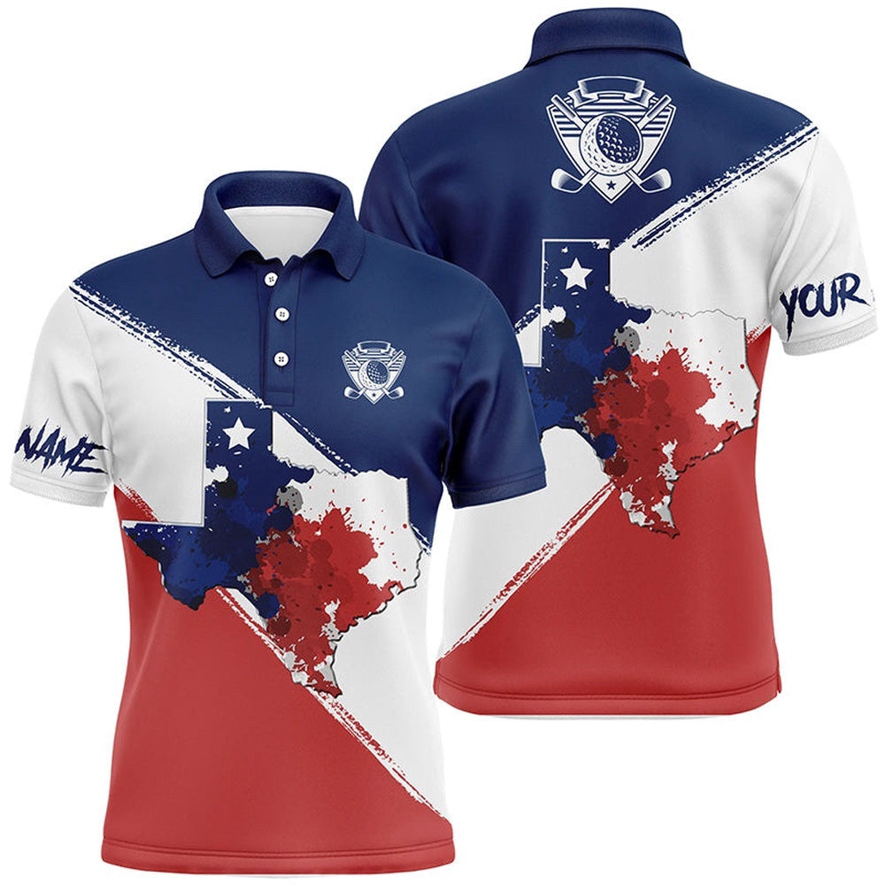 Texas Flag All Over Print Polo Golf Shirts For Men, Texas Map And Flag Polo Shirt, Patriotic Shirts, Golf Polo Shirt, Golf Shirts