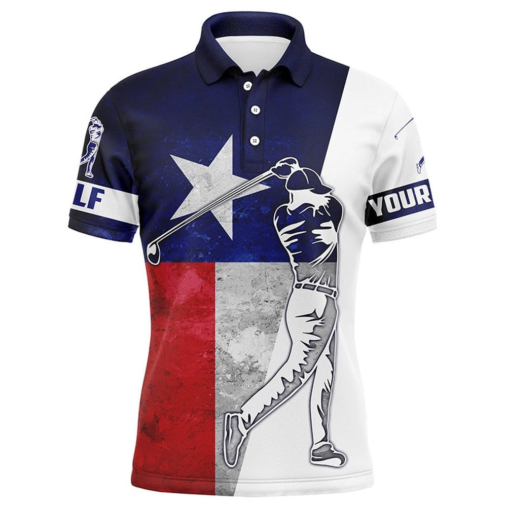 Texas Flag Men's Golf Polos Shirts Custom Name Patriot Golf Gifts, Golf Shirts For Men, Golf Polo Shirt, Golf Shirts
