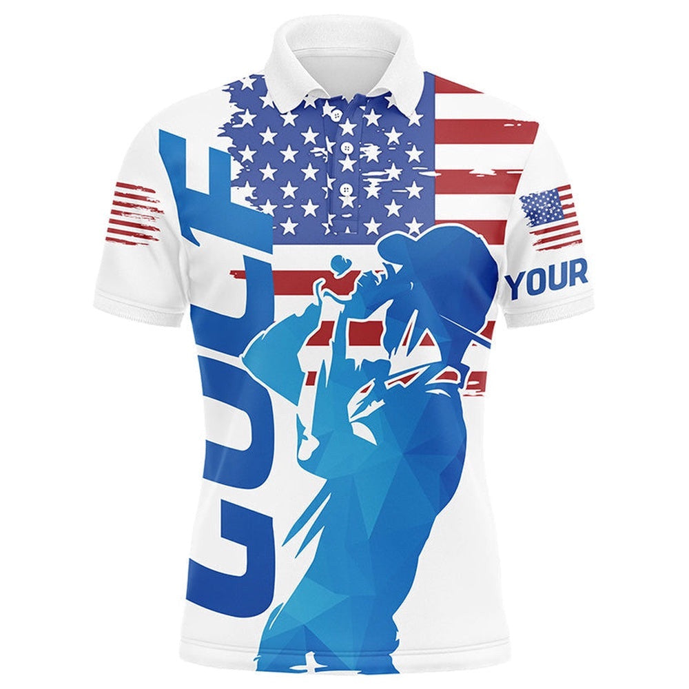 Red, White And Blue Men's Golf Polo Shirts Custom American Flag Patriotic Golf Attire For Men's, Golf Polo Shirt, Golf Shirts